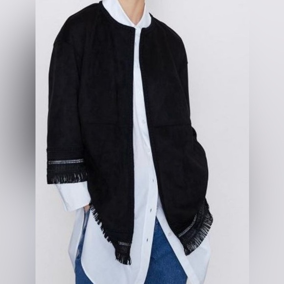 Zara Sweaters - Zara  Black Thick Open Adorable Cardigan The Fabric Resembles Velor  Size L